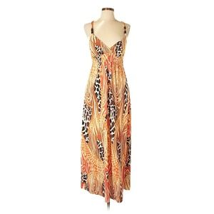 Alyn Paige Orange Animal Print V-Neck Maxi Dress
